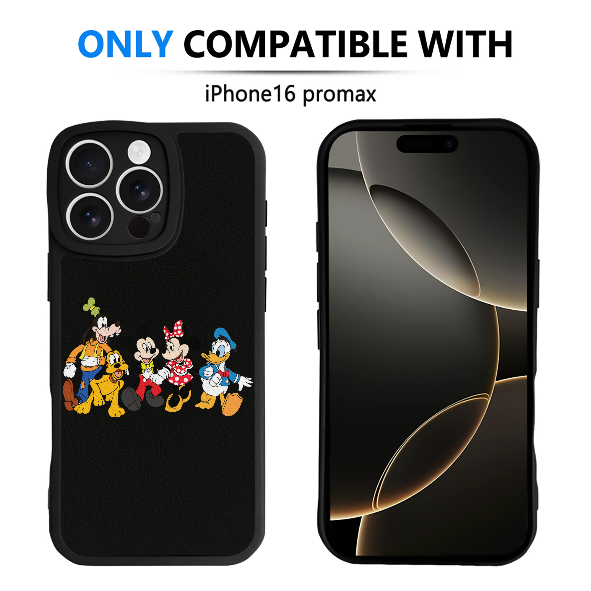 （画像用） ミッキーマウス Mickey Mouse 【iPhone 16シリーズ対応】シリコンスマホケース（レザー調） 材質：シリコン